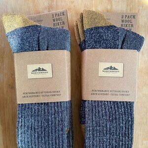 Northwest Territory Black/Wheat Men's Wool Hiker Crew Socks: 4 Pairs